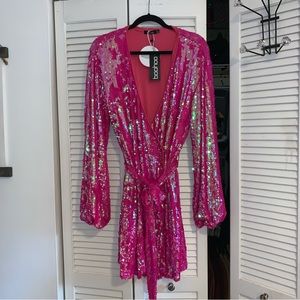 BooHoo Hot Pink Sequin Dress